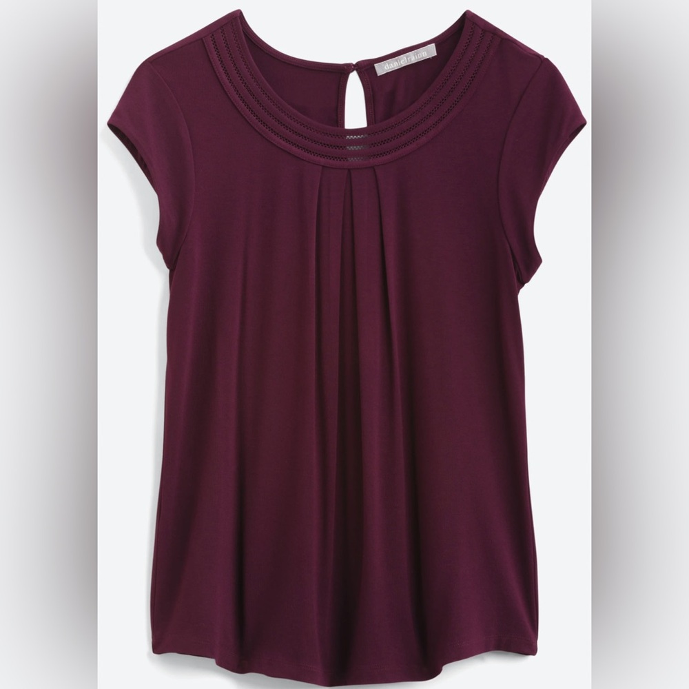 Daniel Rainn Brinn Scoop Neck Pleat Detail Knit Top dark purple